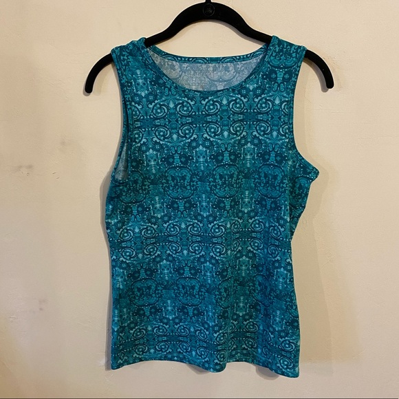 Athleta Tops - 🍊Athleta Turquoise Patterned Workout Tanktop